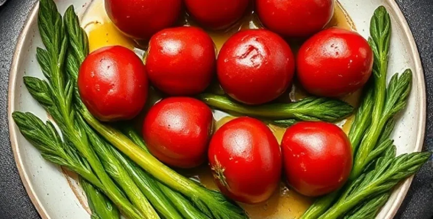 Poivrons rouges et épinards à l'ail