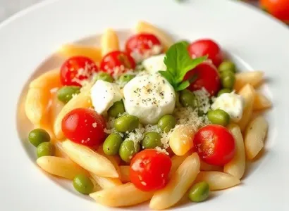 Pennes aux petits pois et ricotta