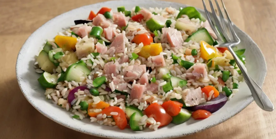 Salade de thon avec riz et légumes