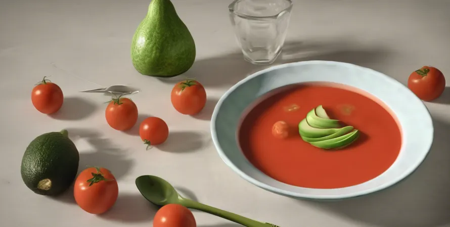Potage de tomate à l'avocat