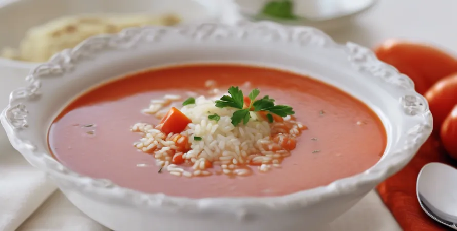 Potage crémeux aux tomates et riz