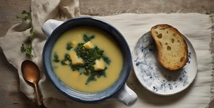 Potage végétarien aux épinards portugais