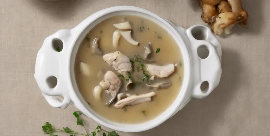 Potage de champignons et poulet
