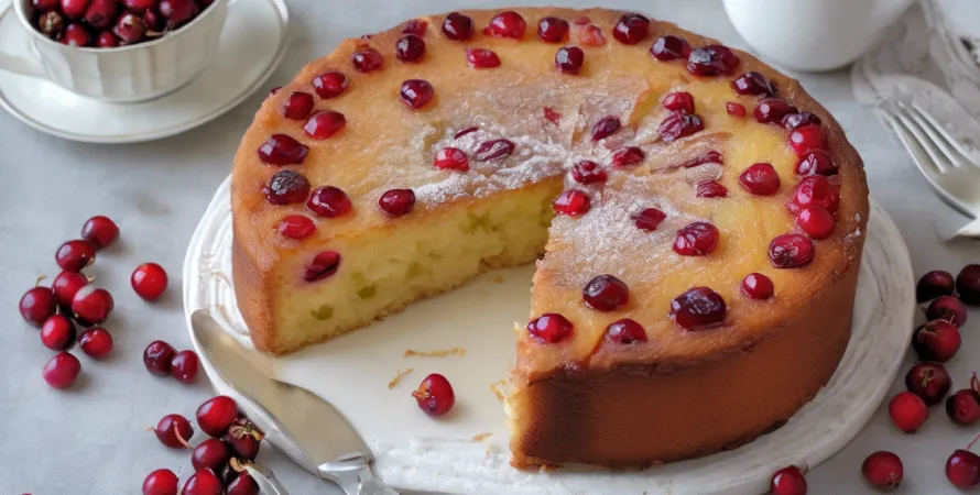 Gâteau aux cranberries et pomme