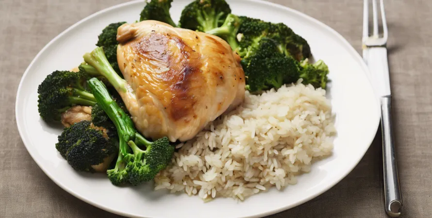 Poulet, brocolis et riz au four