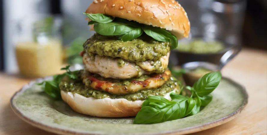 Burgers de poulet au pesto