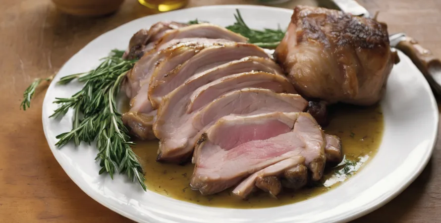 Côtes de porc rôties au romarin et à l'ail