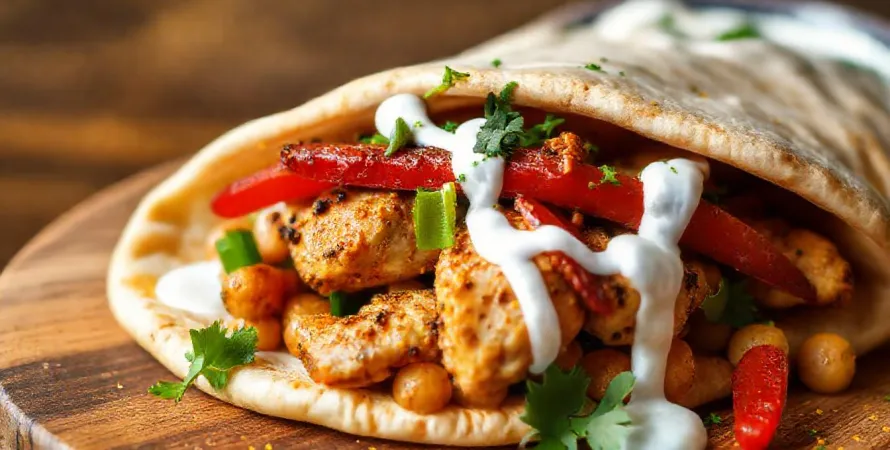 Pita au poulet et aux épices