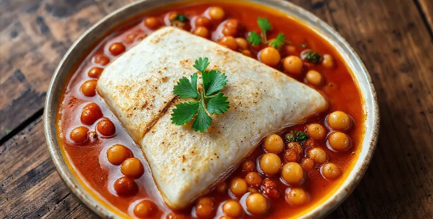 Poisson blanc au ragout de pois chiches