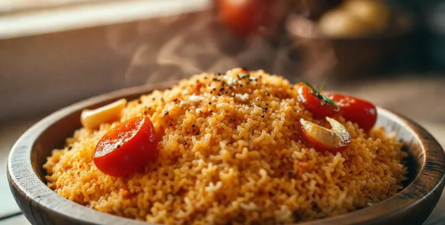 Riz cuit au tomate et ail