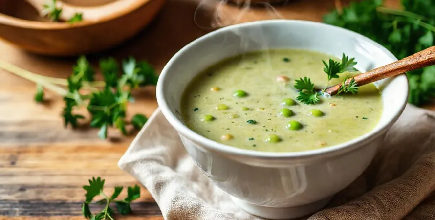 Potage de petits pois et jambon