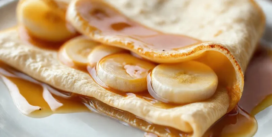 Crêpes aux bananes et sauce rhum