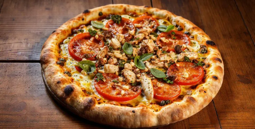 Pizza au poulet et pesto