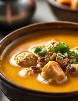 Chorba de poulet aux noix et au safran