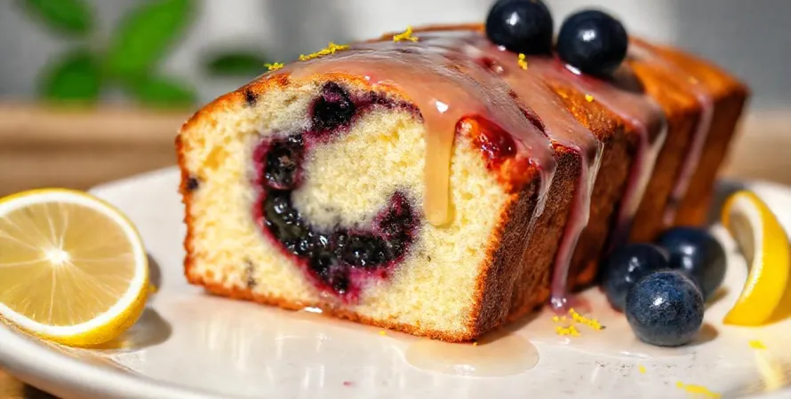 Cake moelleux à la myrtille et au citron