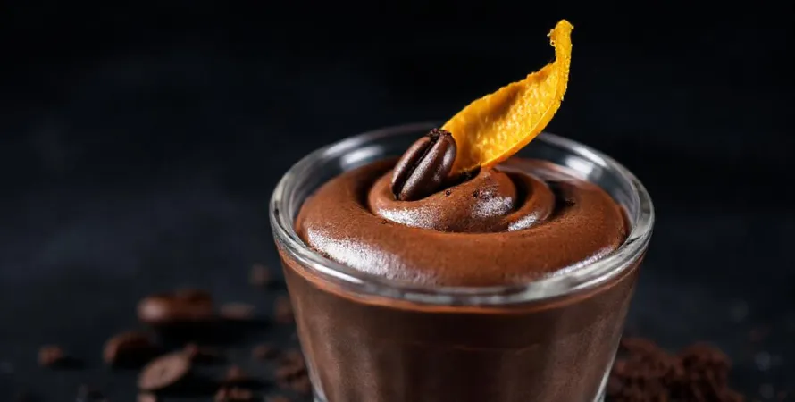 Mousse au chocolat noir, café et liqueur d'orange