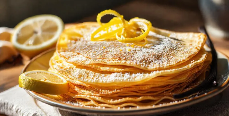 Crêpes finement parfumées au citron et à la vanille