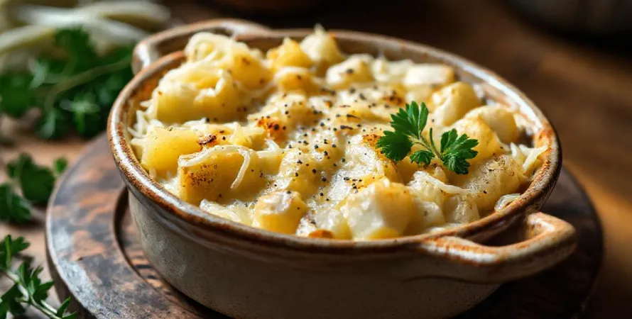 Gratin de chou blanc et pommes de terre à la crème