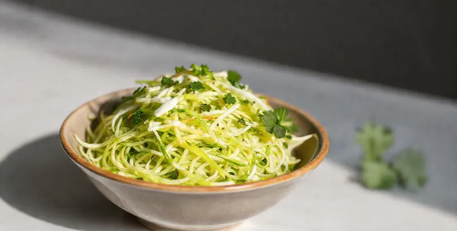 Salade croquante de chou vert, pomme Granny et céleri