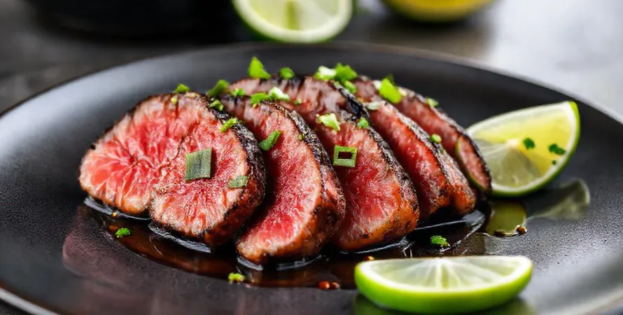 Thon mi-cuit mariné à la coriandre et au citron vert