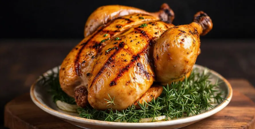 Poulet en crapaudine grillé au thym et à la moutarde