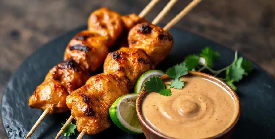 Brochettes de poulet satay à la citronnelle