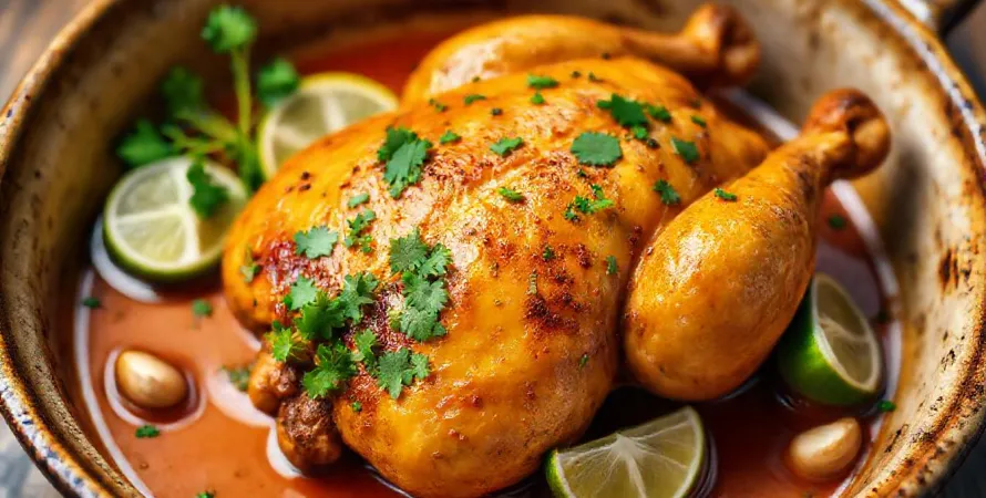 Poulet rôti au citron vert et à la coriandre