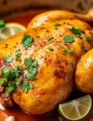 Poulet rôti au citron vert et à la coriandre