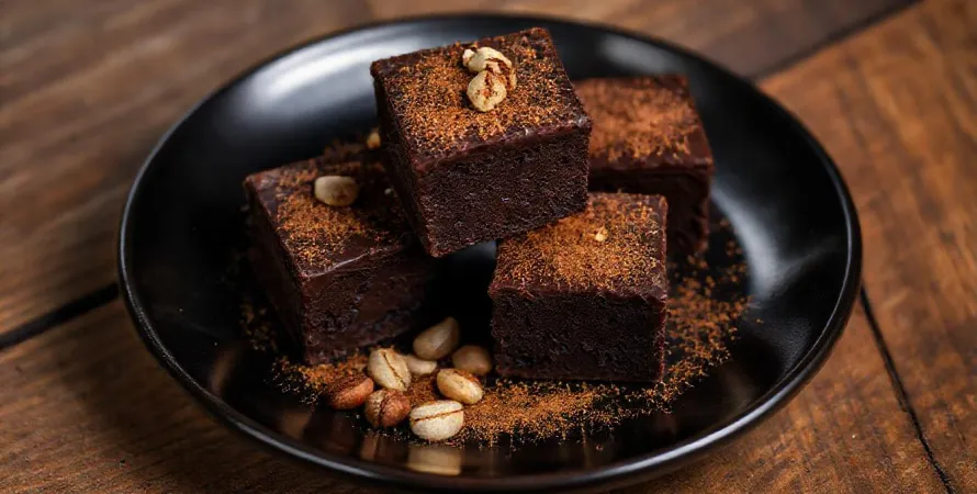 Carrés fondants au chocolat noir, cannelle et noisettes