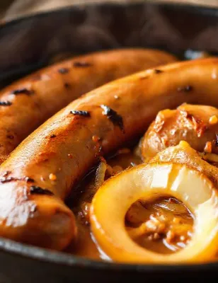 Mijoté de saucisses aux pommes et oignons