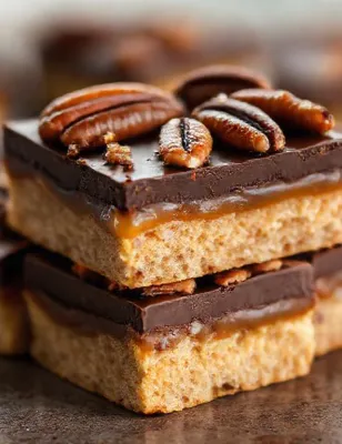 Carrés sablés aux noix de pécan et chocolat noir