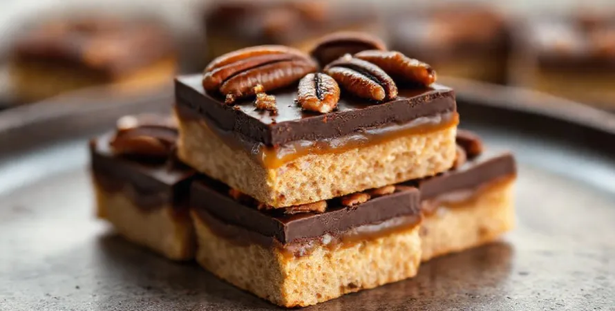 Carrés sablés aux noix de pécan et chocolat noir