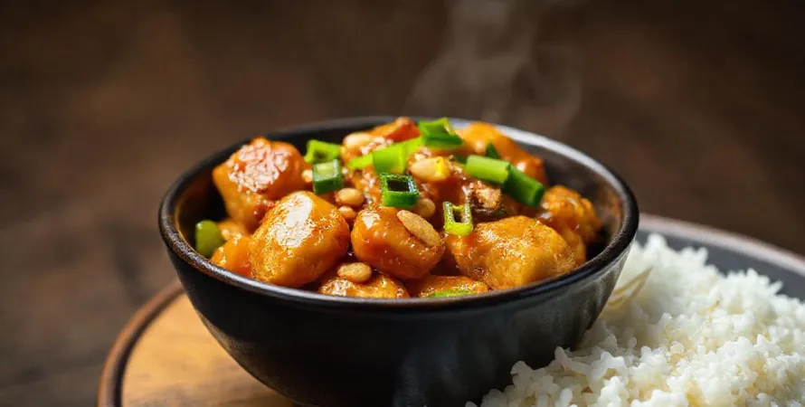 Sauté de poulet au miel, ciboule et noix de cajou