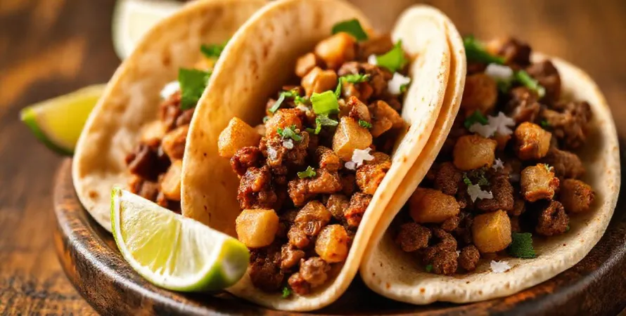 Tacos au picadillo de bœuf et pommes de terre