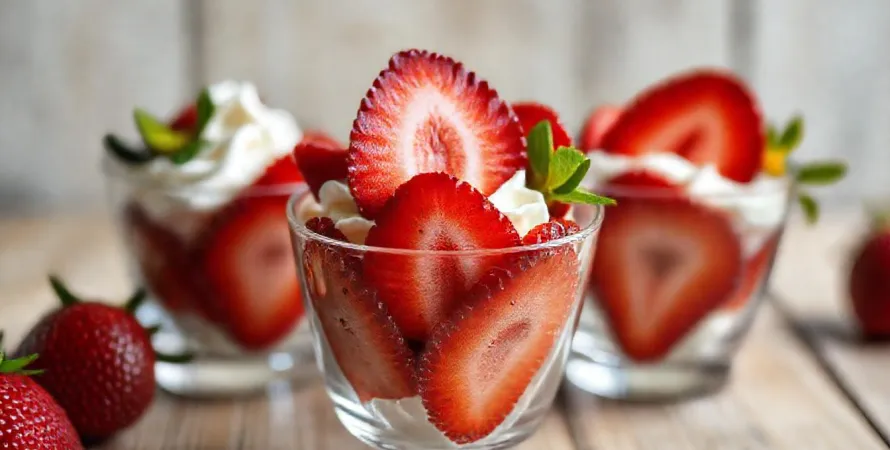 Fraises fraîches à la crème montée au fromage frais
