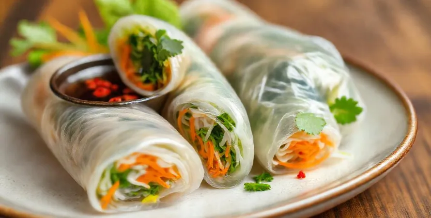 Rouleaux de printemps végétariens au chou et vermicelles