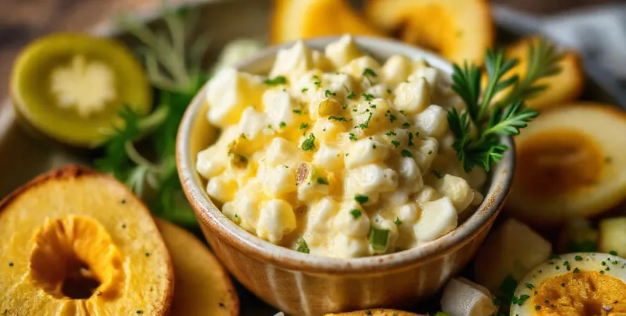 Salade d'œufs crémeuse aux condiments et herbes