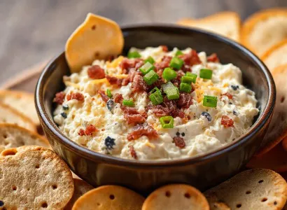 Tartinade aux trois fromages, bœuf séché et ciboule