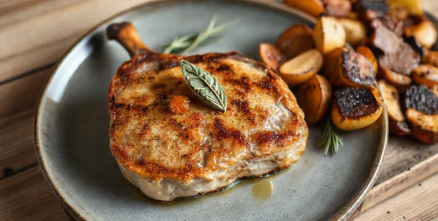 Côtes de porc farcies à la sauge et abricots secs