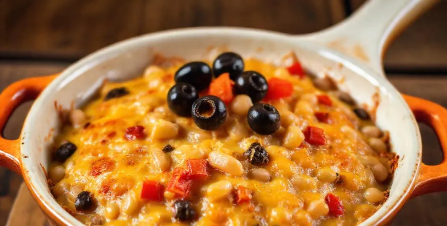 Gratin de haricots blancs aux poivrons et cheddar