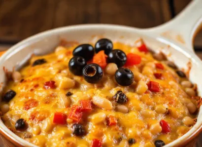 Gratin de haricots blancs aux poivrons et cheddar