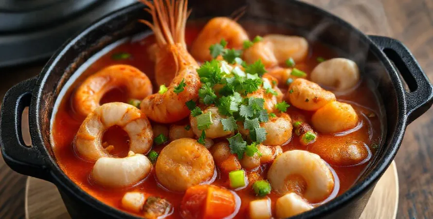 Marmite de fruits de mer au vin blanc et aromates