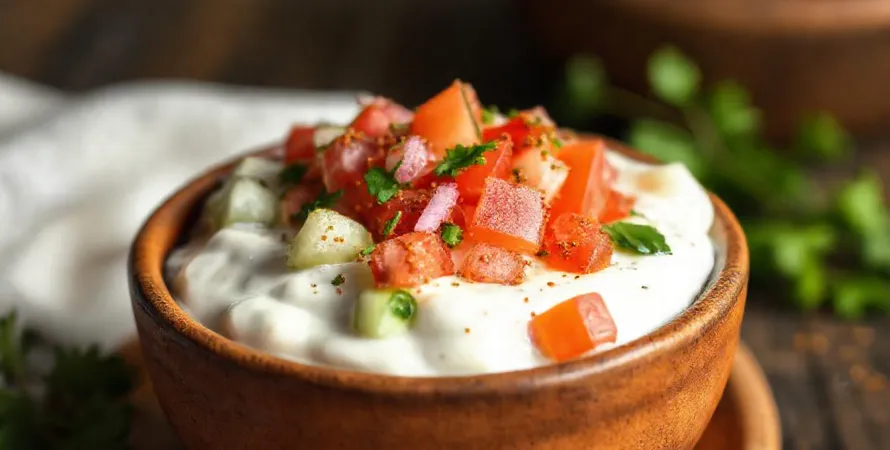 Salade raïta au concombre et tomates