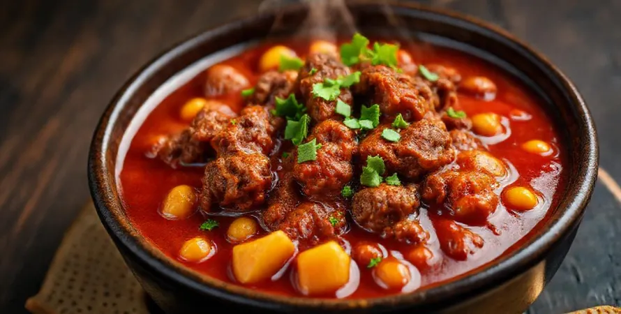 Mijoté de bœuf haché aux haricots pintos et maïs