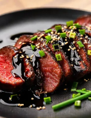 Bavette de bœuf marinée au soja et au sésame