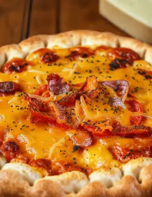 Tarte aux tomates, bacon et cheddar