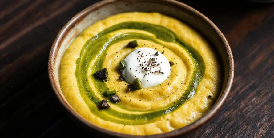Polenta crémeuse aux piments poblanos grillés