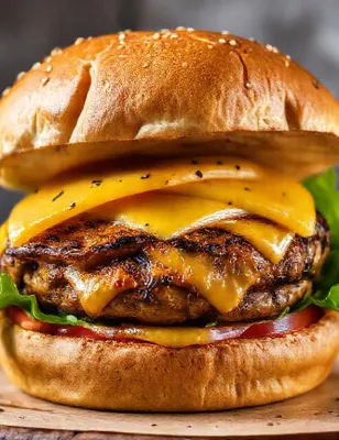 Burger végétarien à la galette d'aubergine et cheddar