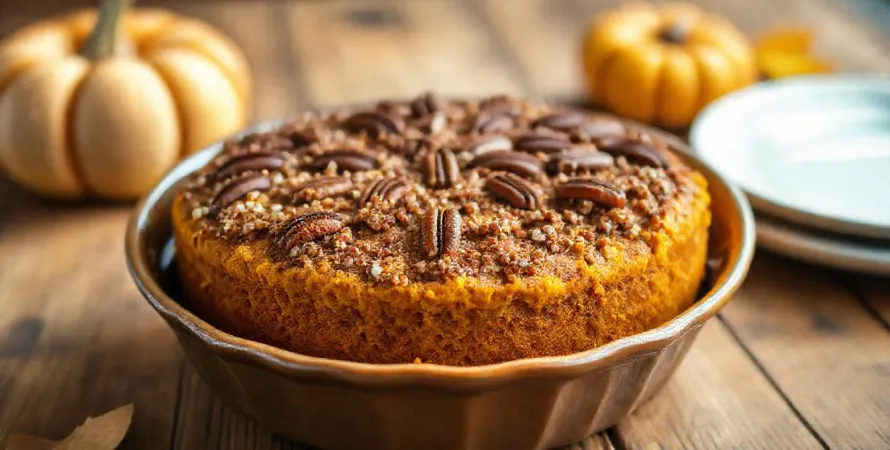 Gâteau crousti-fondant au potiron et noix de pécan