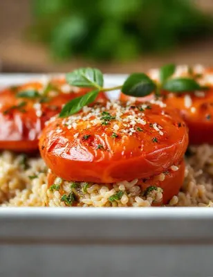 Tomates farcies au riz et aux herbes fraîches